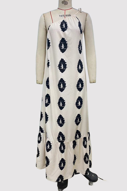 ONE SHOULDER DRESS WITH ABSTRACT PRINT